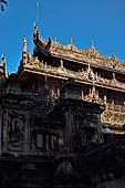 Myanmar - Mandalay, Shwenandaw Kyaung (the Golden Palace) a wonderful example of the Burmese unique teak architecture and wood-carving art. 